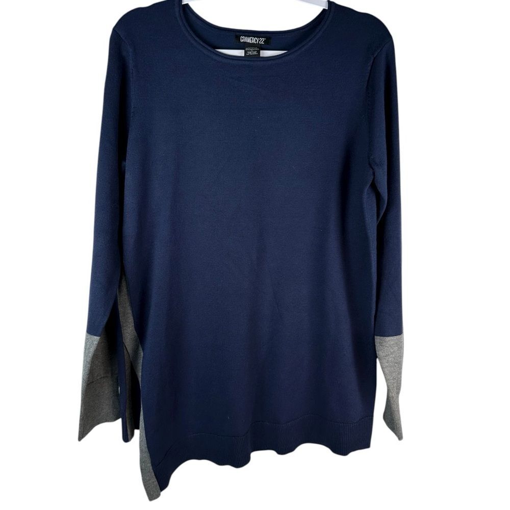 Gramercy 22 navy gray colorblock knit crewneck pullover sweater large